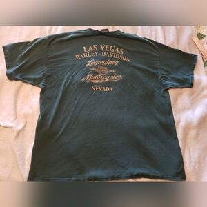 Vintage Harley Davidson Tshirt 2XL Short Sleeve Green W/front Pocket Distressed